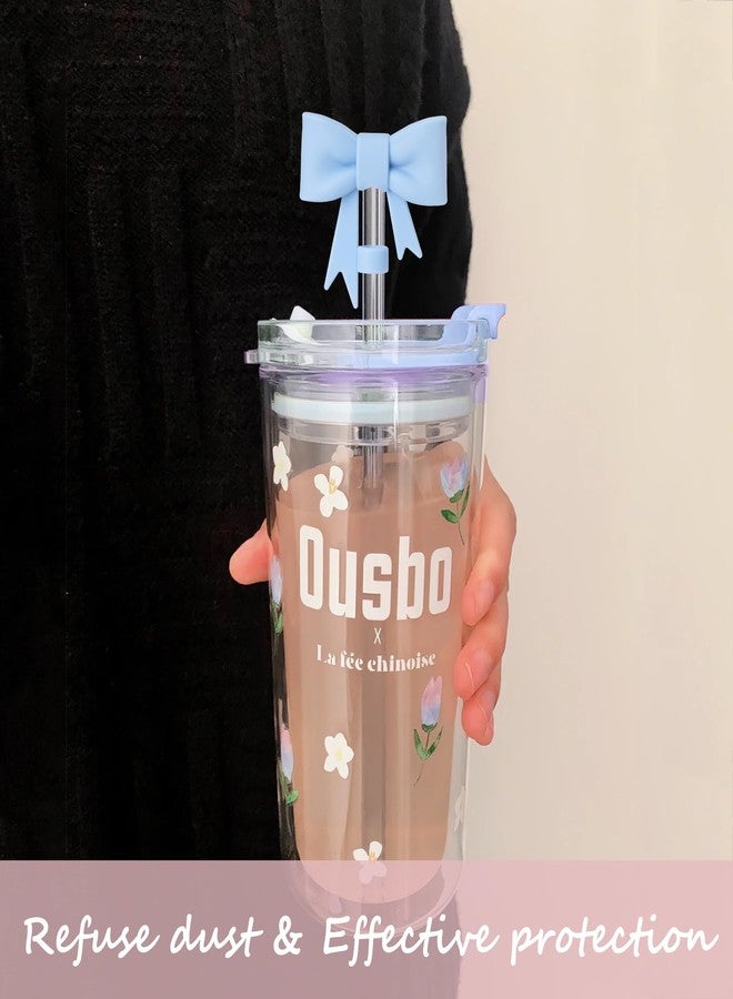 GAISHION 3 pcs Cute Bow Straw Covers Cap Toppers Compatible with Stanley 40/30 oz Tumbler Cups,Reusable Cute Silicone Straws Lids Tips Protectors for 0.4 in/10mm Stanleys Cup Accessories - Image 3
